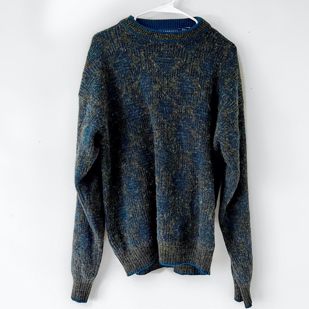 Vintage Claybrooke Made in Italy Geometric Wool Blend Crewneck Sweater Size L